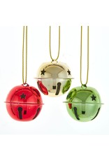Kurt Adler Metal Jingle Bells Ornaments Red Gold Green 35mm 9pc Box