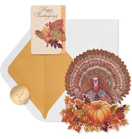 PAPYRUS® Thanksgiving Cards Posable Turkey W Leaves Thanksgiving Card