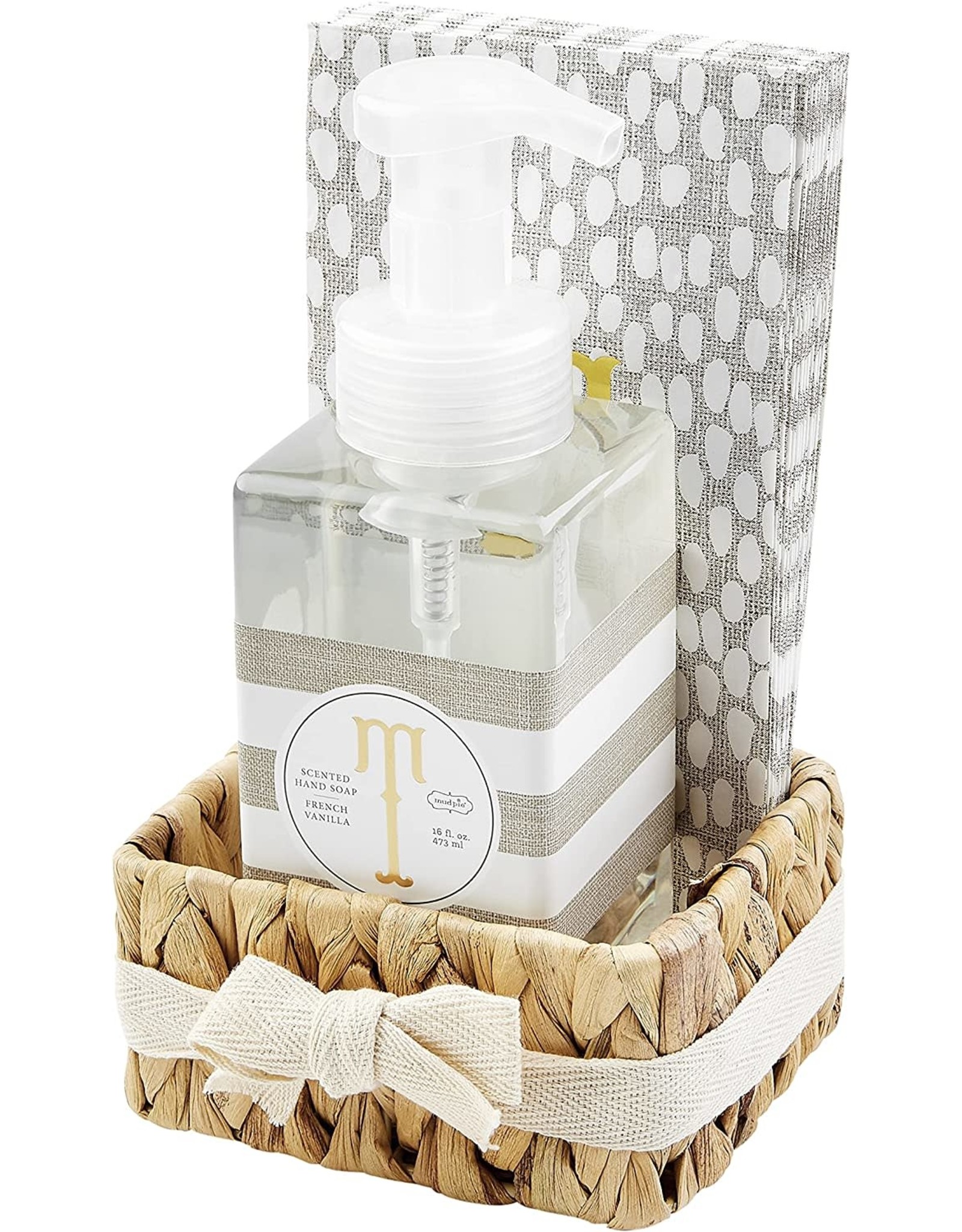 Mud Pie Initial T Hand Soap Paper Hand Towels And Basket Set