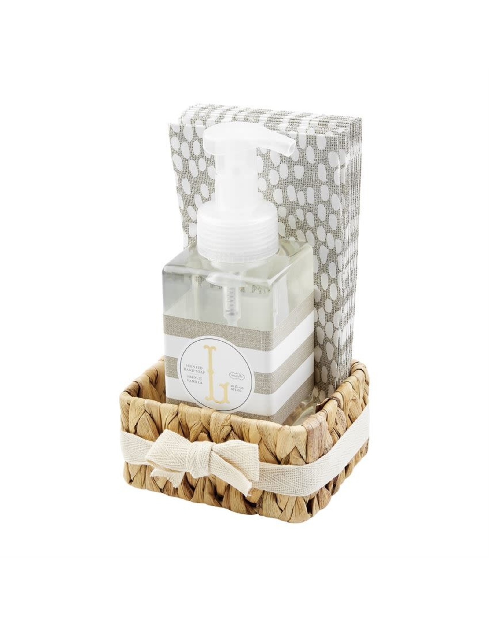 Mud Pie Initial J Hand Soap Paper Hand Towels And Basket Set