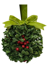 Kurt Adler Christmas Kisses Mistletoe Kissing Ball 130mm Green Bow