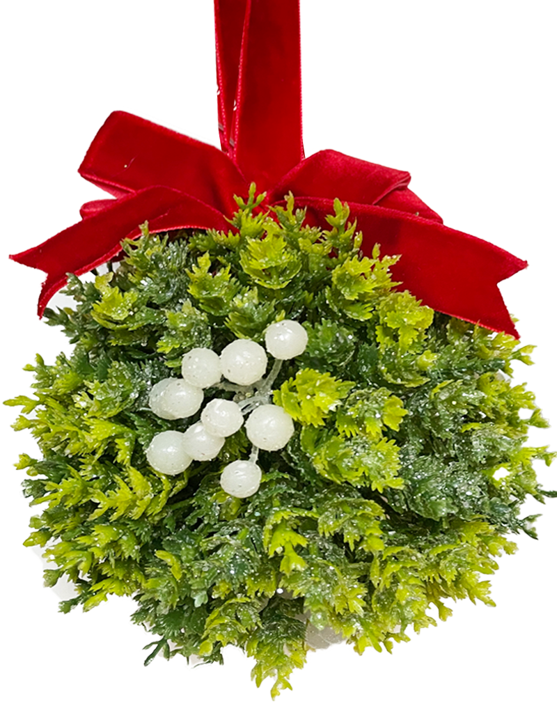 Kurt Adler Christmas Kisses Mistletoe Kissing Ball 130mm Red Bow - Digs ...