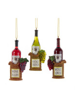 Kurt Adler Wine Bottle Ornaments 3 Assorted