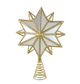 Kurt Adler Christmas Tree Toppers 13.5” Mirrored Gold Star Un-Lit