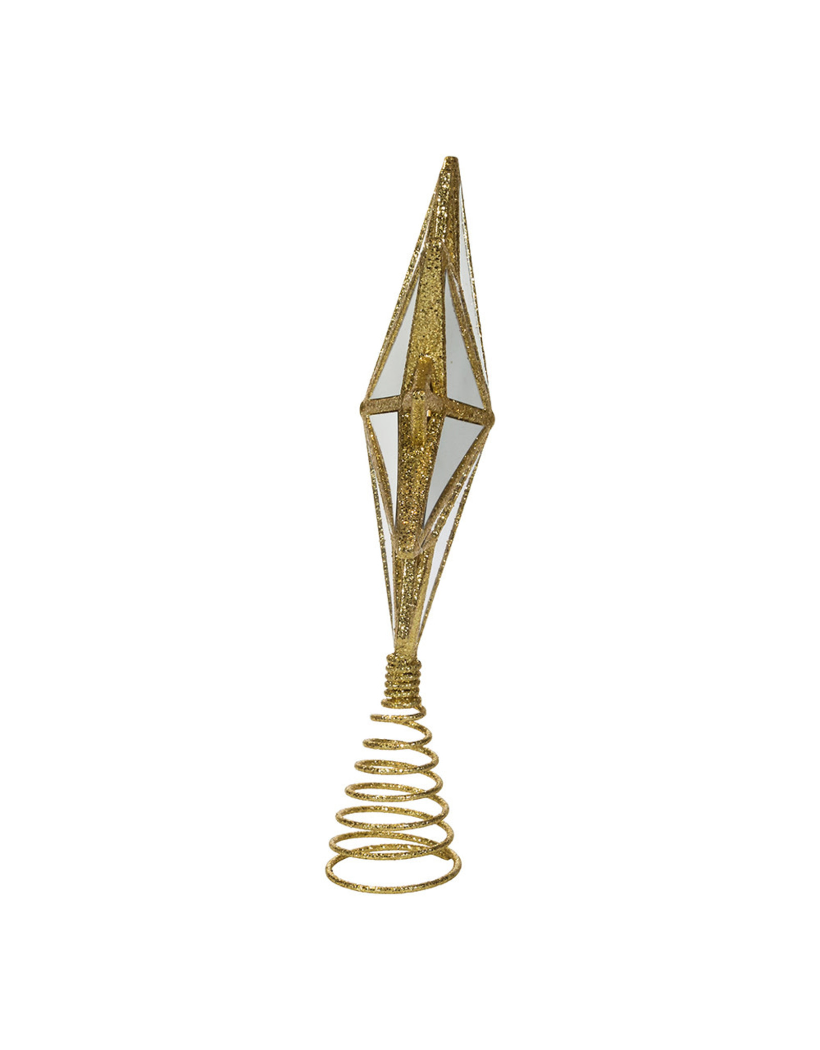 Kurt Adler Christmas Tree Toppers 13.5” Mirrored Gold Star Un-Lit
