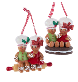 Kurt Adler Gingerbread Chef Boy And Girl Ornaments 2 Assorted