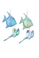 Kurt Adler Iridescent Acrylic Fish And Stingray Ornaments 4 Assorted