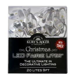 Kurt Adler Fairy Lights Christmas Bulb C7 Shape Clear 20 Light Set B/O