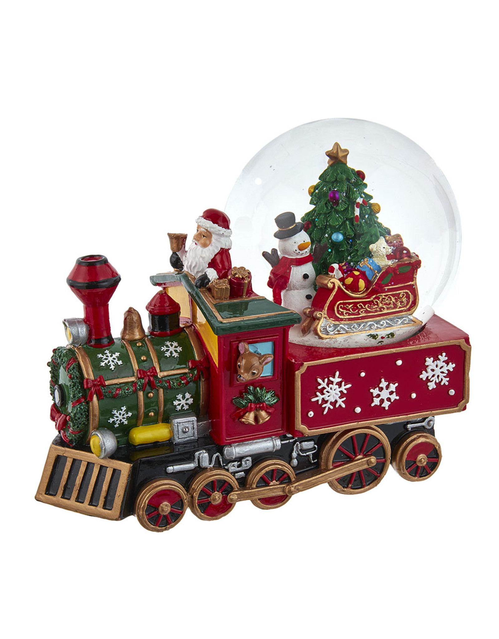 Kurt Adler Snow Globes Musical Santa Driving Train 120mm Water Globe