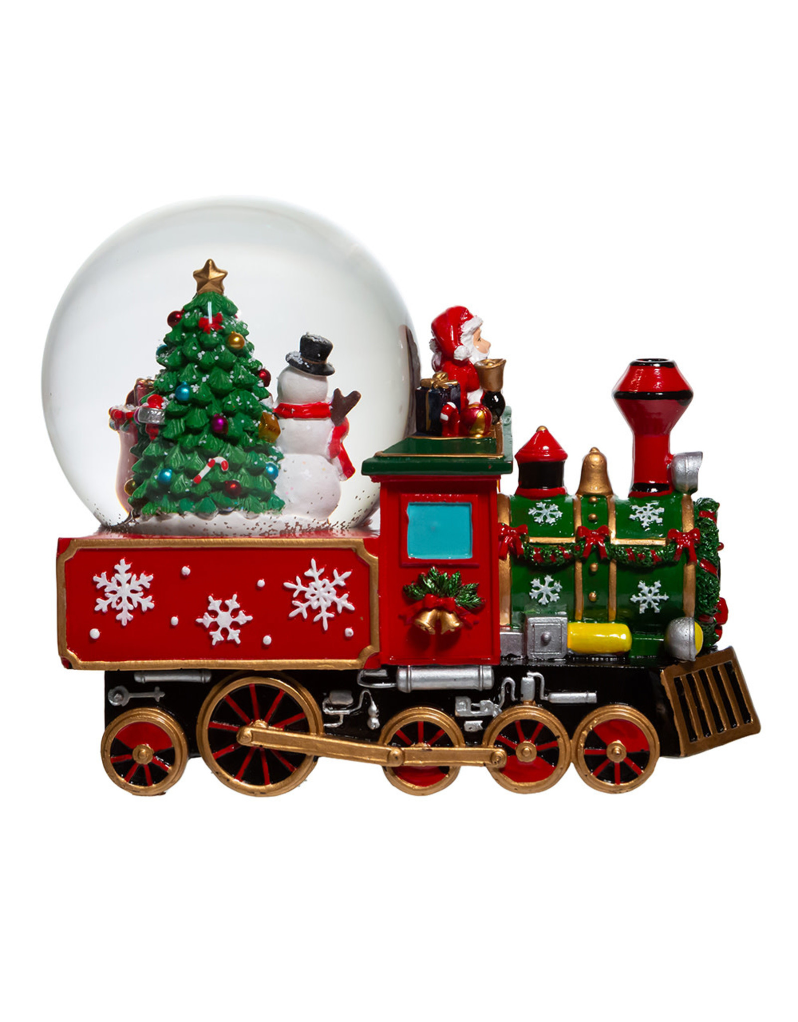 Kurt Adler Snow Globes Musical Santa Driving Train 120mm Water Globe