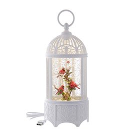 Kurt Adler Snow Globe Water Lanterns LED Bird Cage Lantern 10 Inch B/O