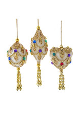 Kurt Adler White And Gold Jeweled Miniature 3" Ornaments 3 Assorted