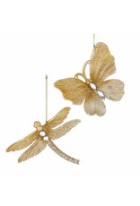 Kurt Adler Gold Glitter Butterfly And Dragonfly Ornaments 2 Assorted