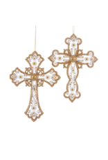 Kurt Adler Gold And Silver Cross Ornaments 2 Assorted
