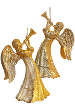 Kurt Adler Gold Glittered Angel Ornaments 2 Assorted