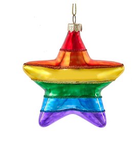 Kurt Adler Pride Glass Star Ornament