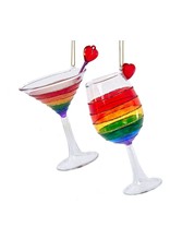 Kurt Adler Pride Glass Martini And Wine Ornaments 2 Assorted