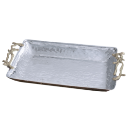 Beatriz Ball OCEAN Coral Rectangular Platter W Gold Handles