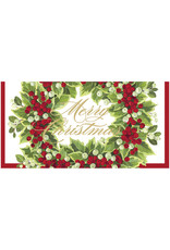 Caspari Christmas Money Holder Cards 4pk Holly And Berry Wreath