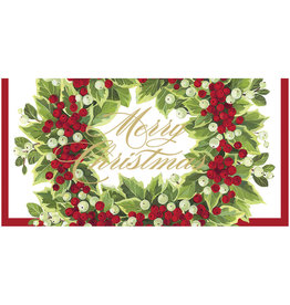 Caspari Christmas Money Holder Cards 4pk Holly And Berry Wreath