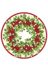 Caspari Christmas Paper Placemats 12pk Round Holly And Berry Wreath