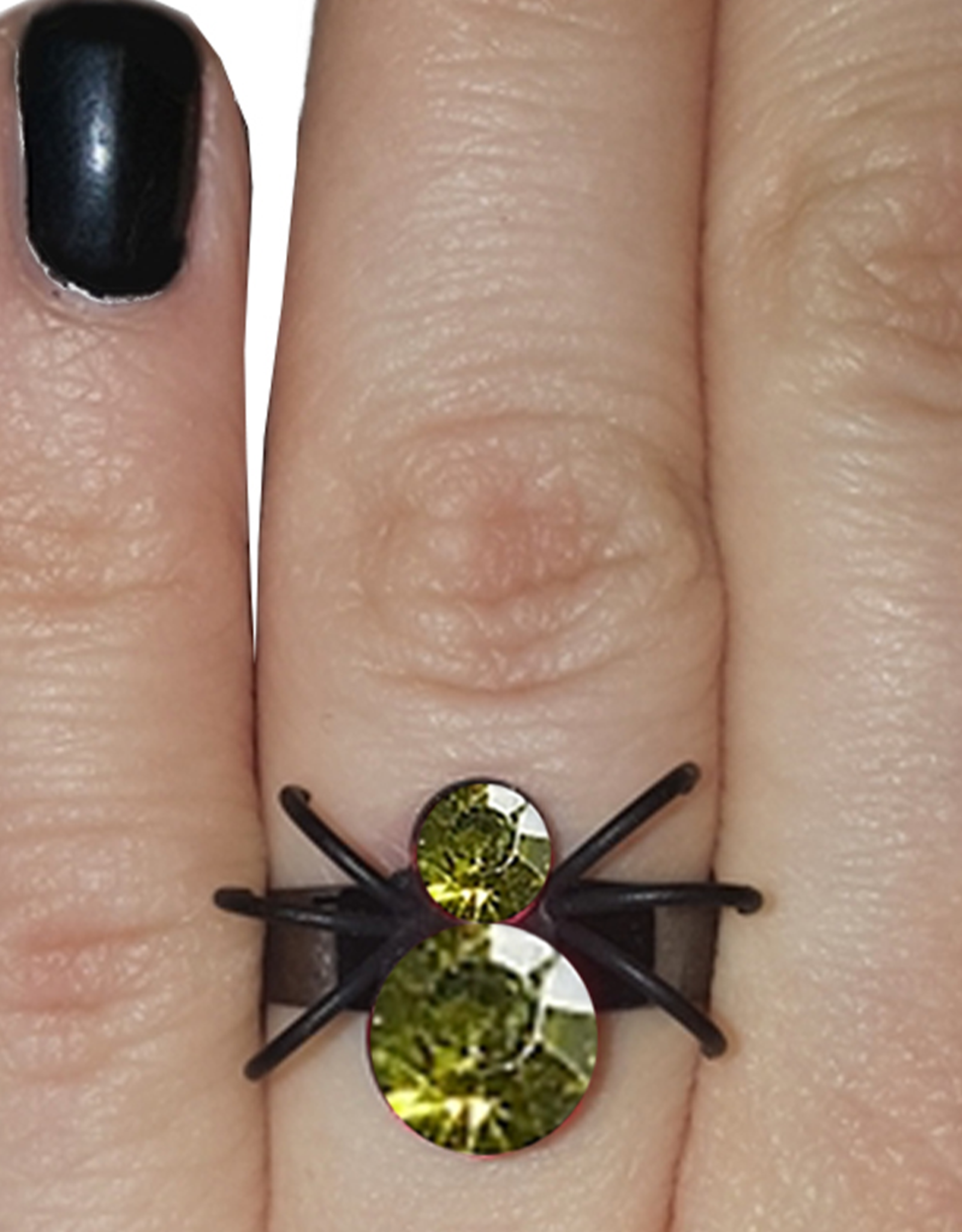 Twos Company Halloween Black Widow Bling Spider Ring .5 inch 0300-S-Green