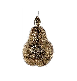 K&K Interiors Fruit Large Crushed Icy Pear Ornament 10 Inch