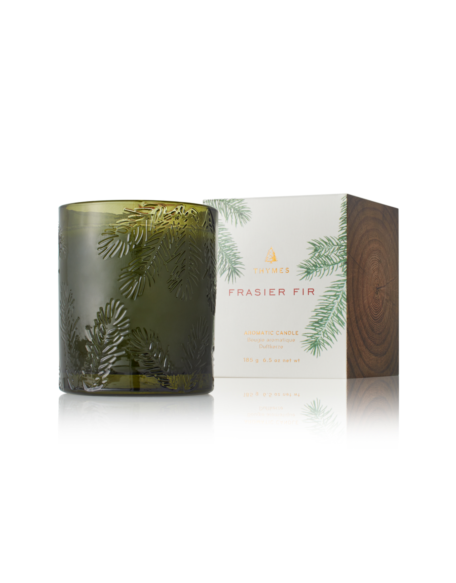 Frasier Fir Poured Candle Molded Green Glass 6.5 Oz
