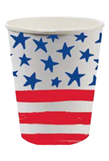 Slant 8oz Paper Cups 8ct Stars and Stripes Patriotic Flag Design