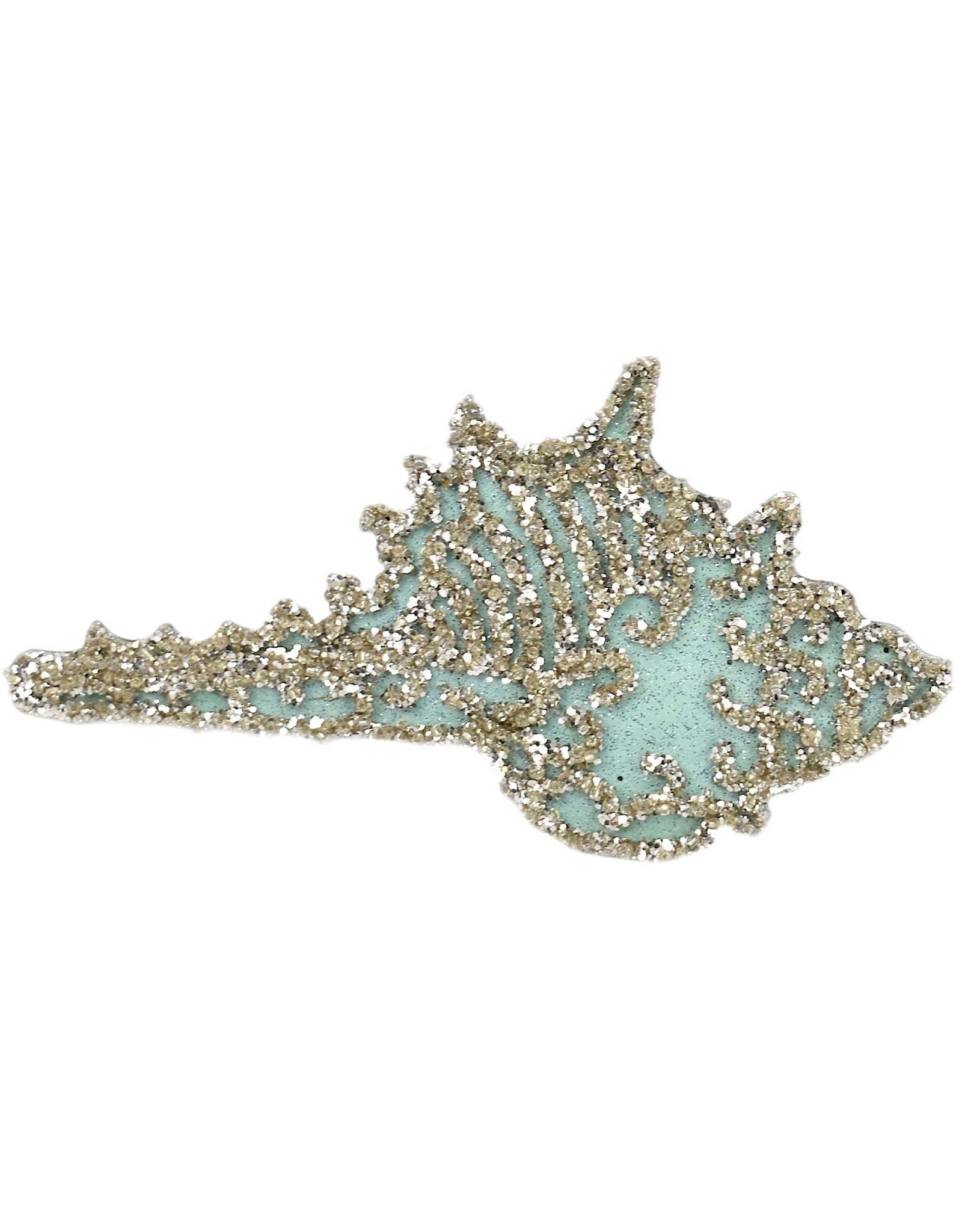 David Christophers Beaded Cut Shell Ornament Aqua/Champagne 7 Inch