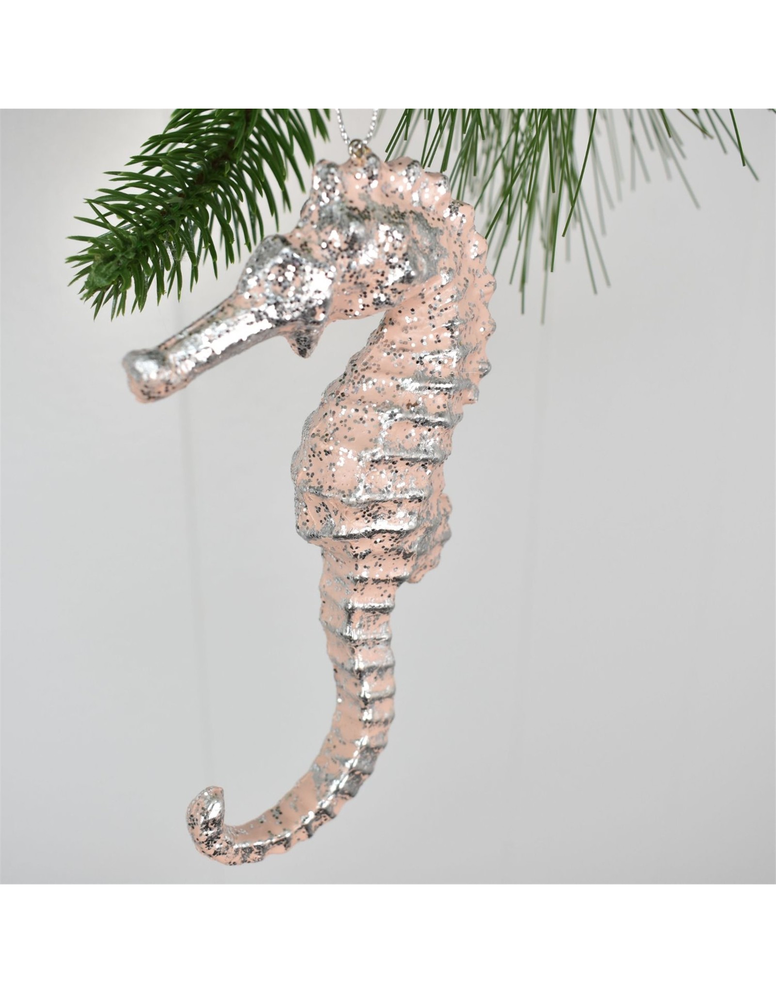 David Christophers Metallic Seahorse Ornament 6 Inch Pink