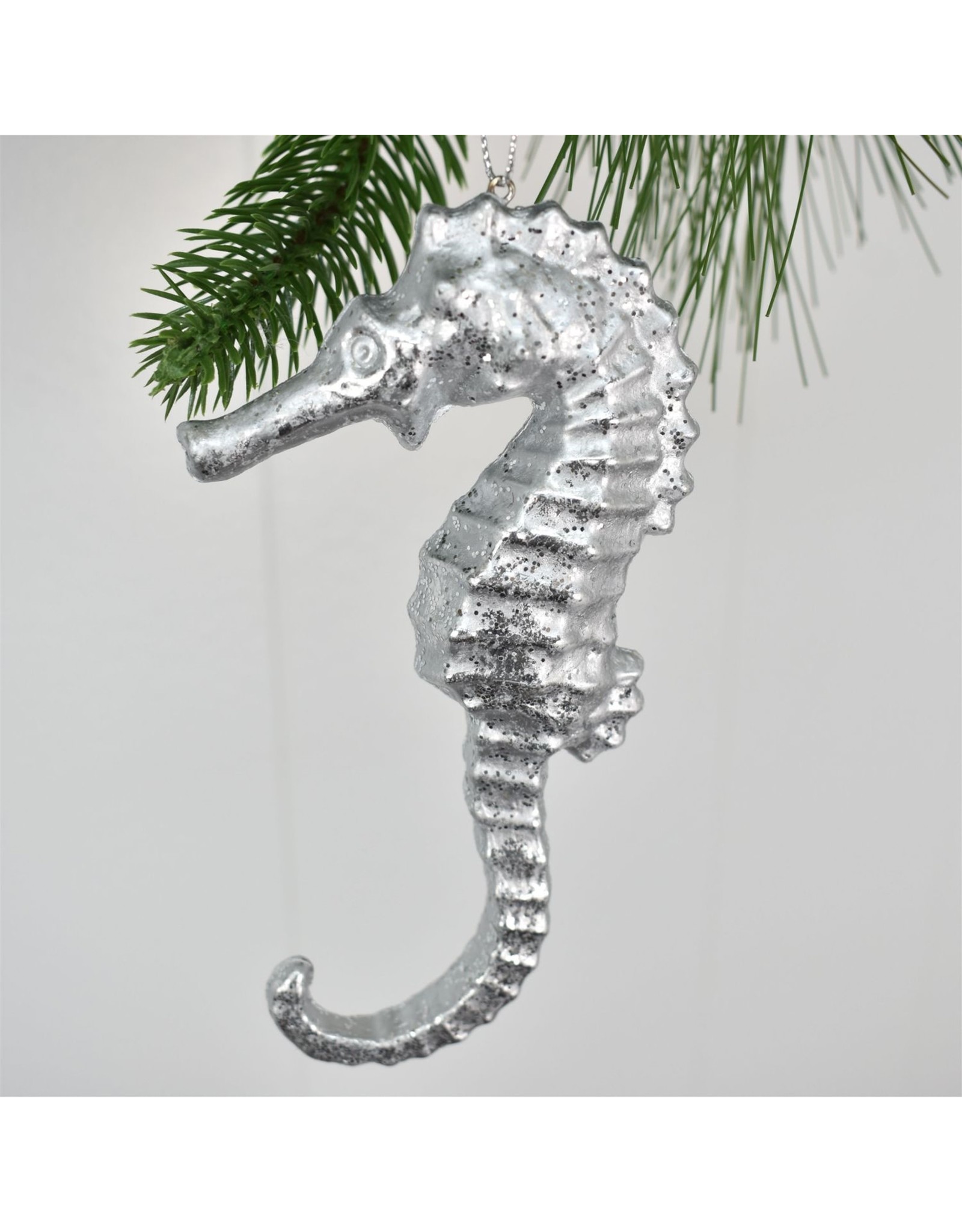 David Christophers Metallic Seahorse Ornament 6 Inch Silver