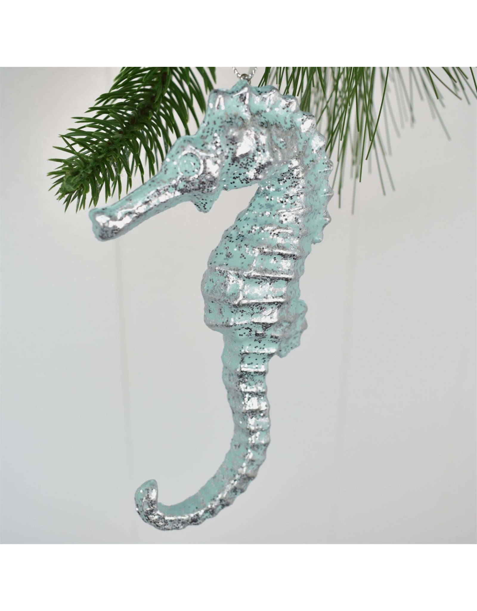 David Christophers Metallic Seahorse Ornament 6 Inch T-Blue