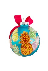 Kurt Adler Pineapple Pattern Glass Ball Ornaments 80mm Set of 6
