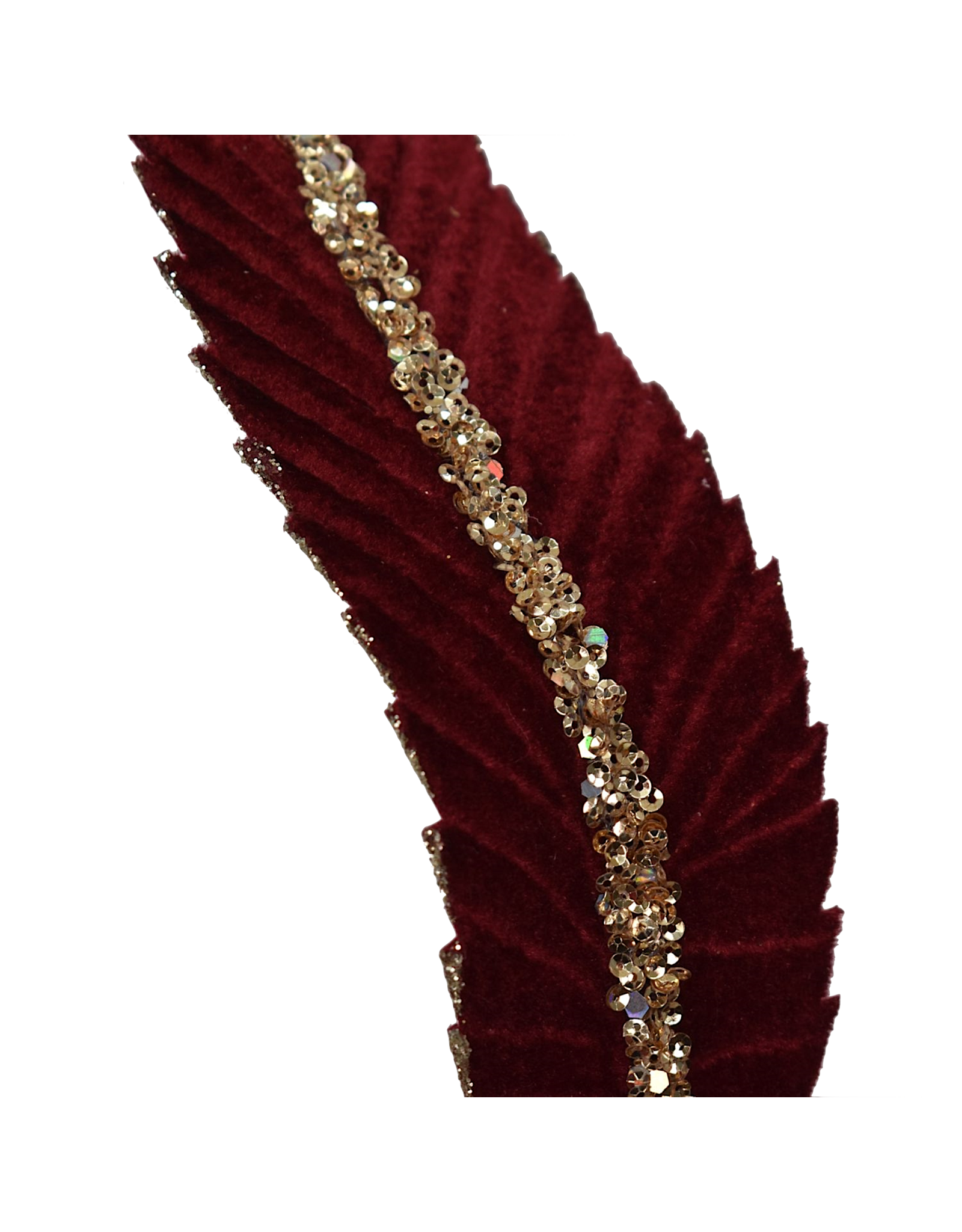 David Christophers Sequin Stripe Velvet Feather Leaf Spray BU