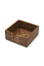 Caspari Rattan Cocktail Napkin Holder In Dark Natural