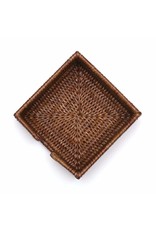 Caspari Rattan Cocktail Napkin Holder In Dark Natural