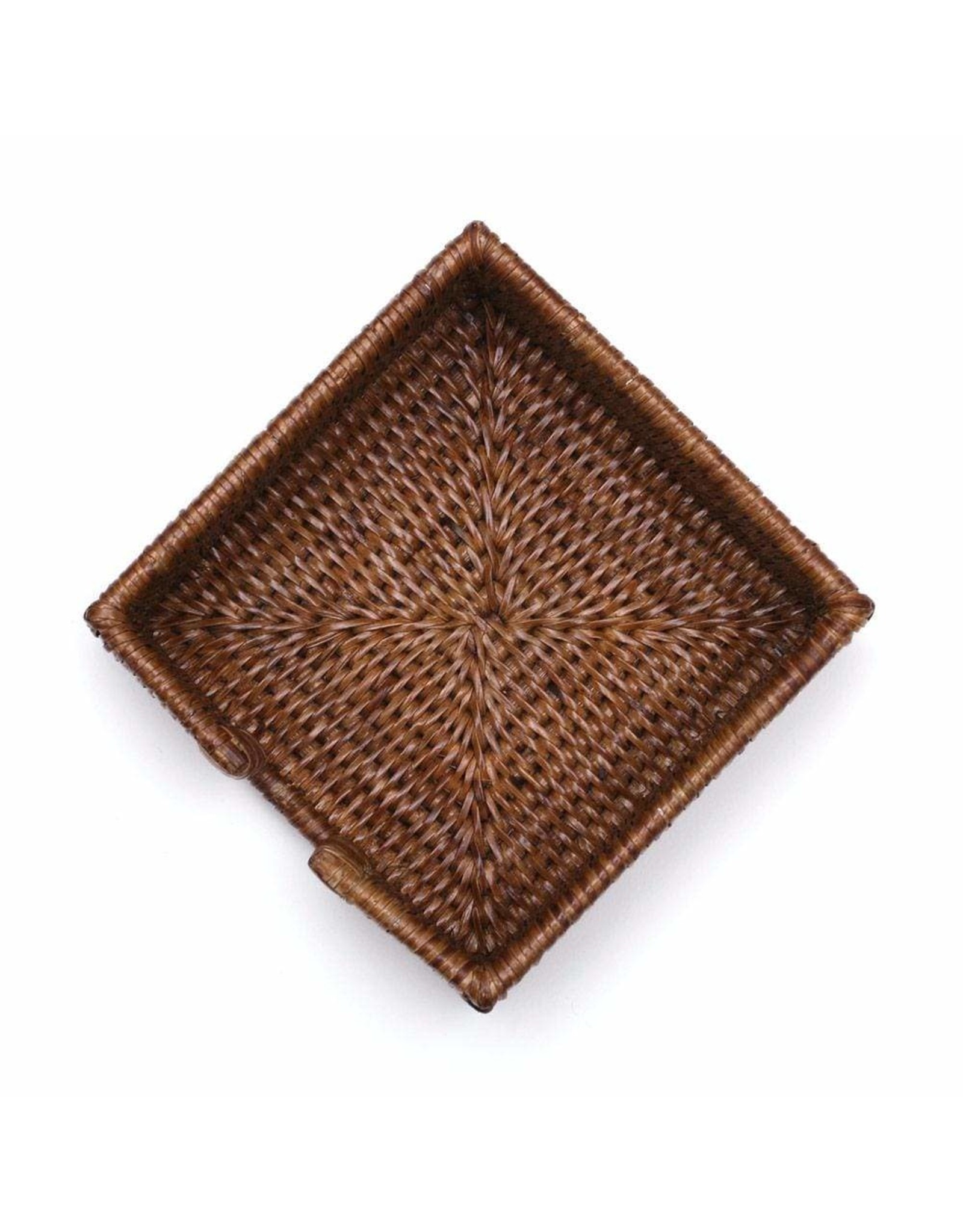 Caspari Rattan Cocktail Napkin Holder In Dark Natural