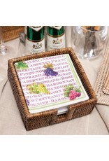Caspari Rattan Cocktail Napkin Holder In Dark Natural