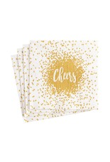 Caspari Paper Cocktail Napkins 20pk Cheers Gold