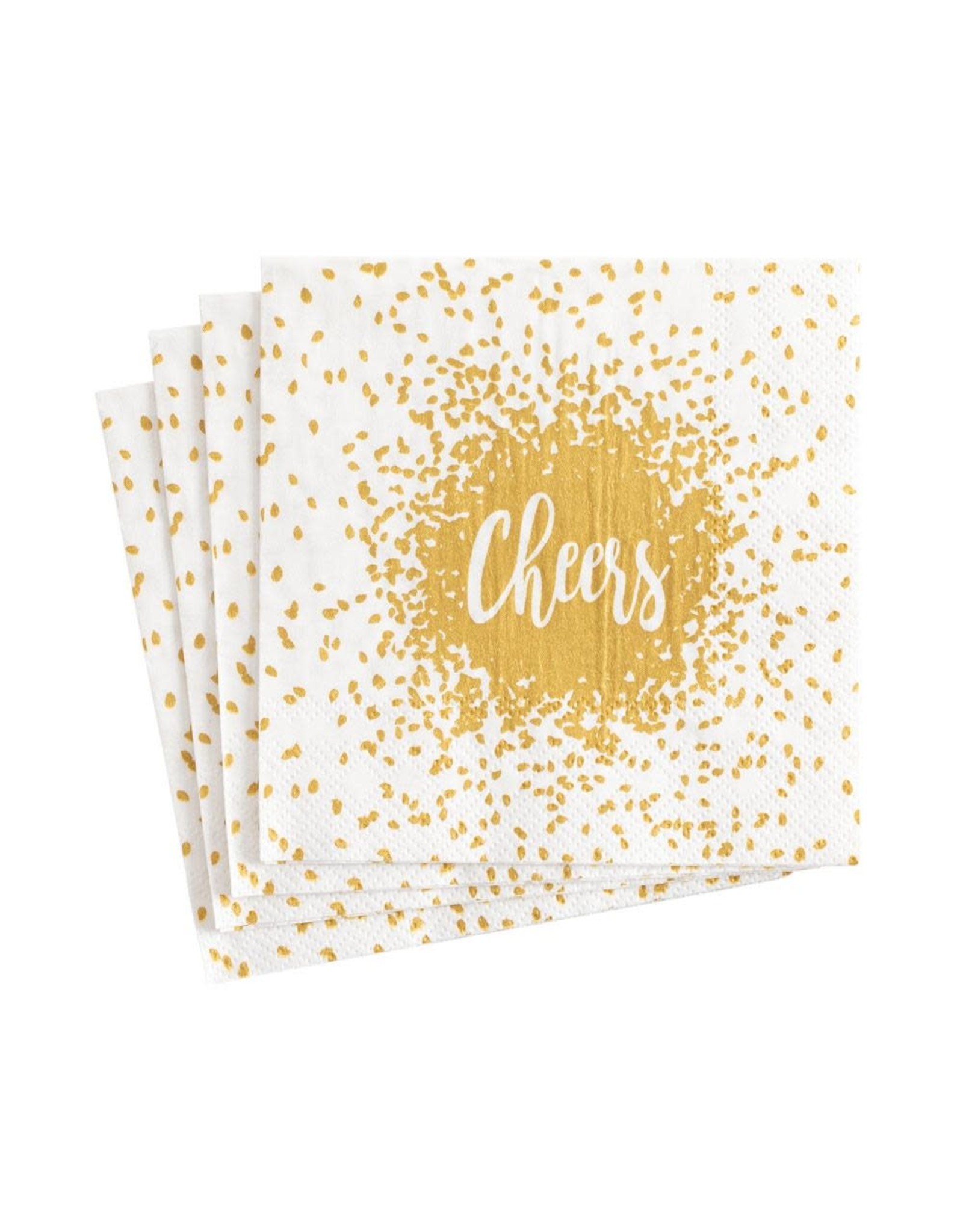 Caspari Paper Cocktail Napkins 20pk Cheers Gold