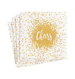 Caspari Cheers Paper Cocktail Napkins in Gold 20pk