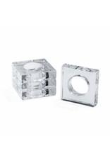 Caspari Acrylic Napkin Rings Set of 4 Square w Round Center - Clear