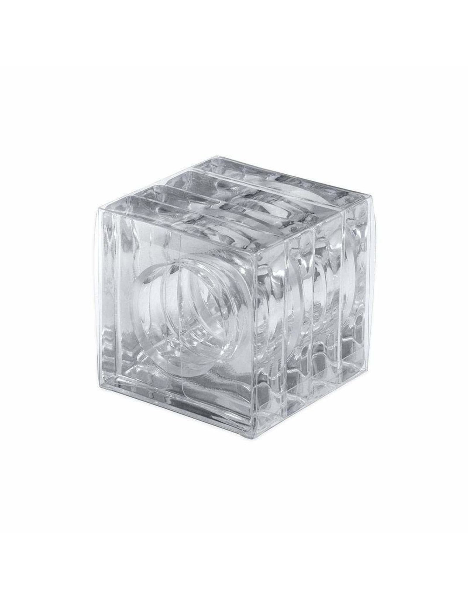 Caspari Acrylic Napkin Rings Set of 4 Square w Round Center - Clear