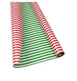 Caspari Christmas Gift Wrapping Paper 8ft Roll Club Stripe Red Green
