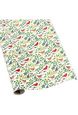 Caspari Christmas Gift Wrapping Paper 8ft Roll Songbirds And Holly