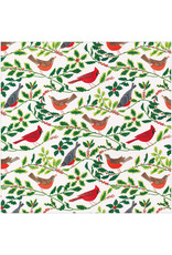 Caspari Christmas Gift Wrapping Paper 8ft Roll Songbirds And Holly
