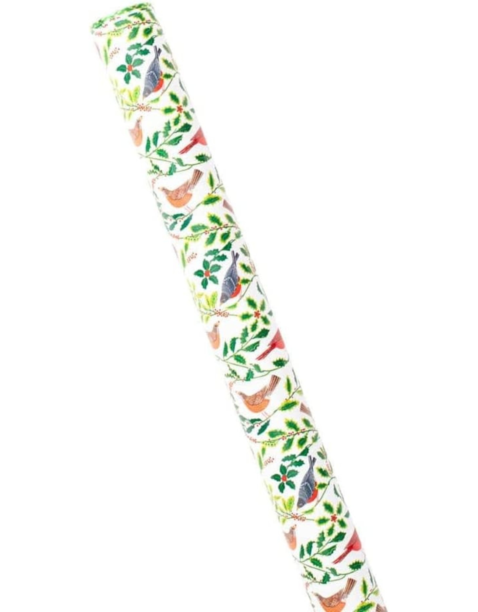 Caspari Christmas Gift Wrapping Paper 8ft Roll Songbirds And Holly