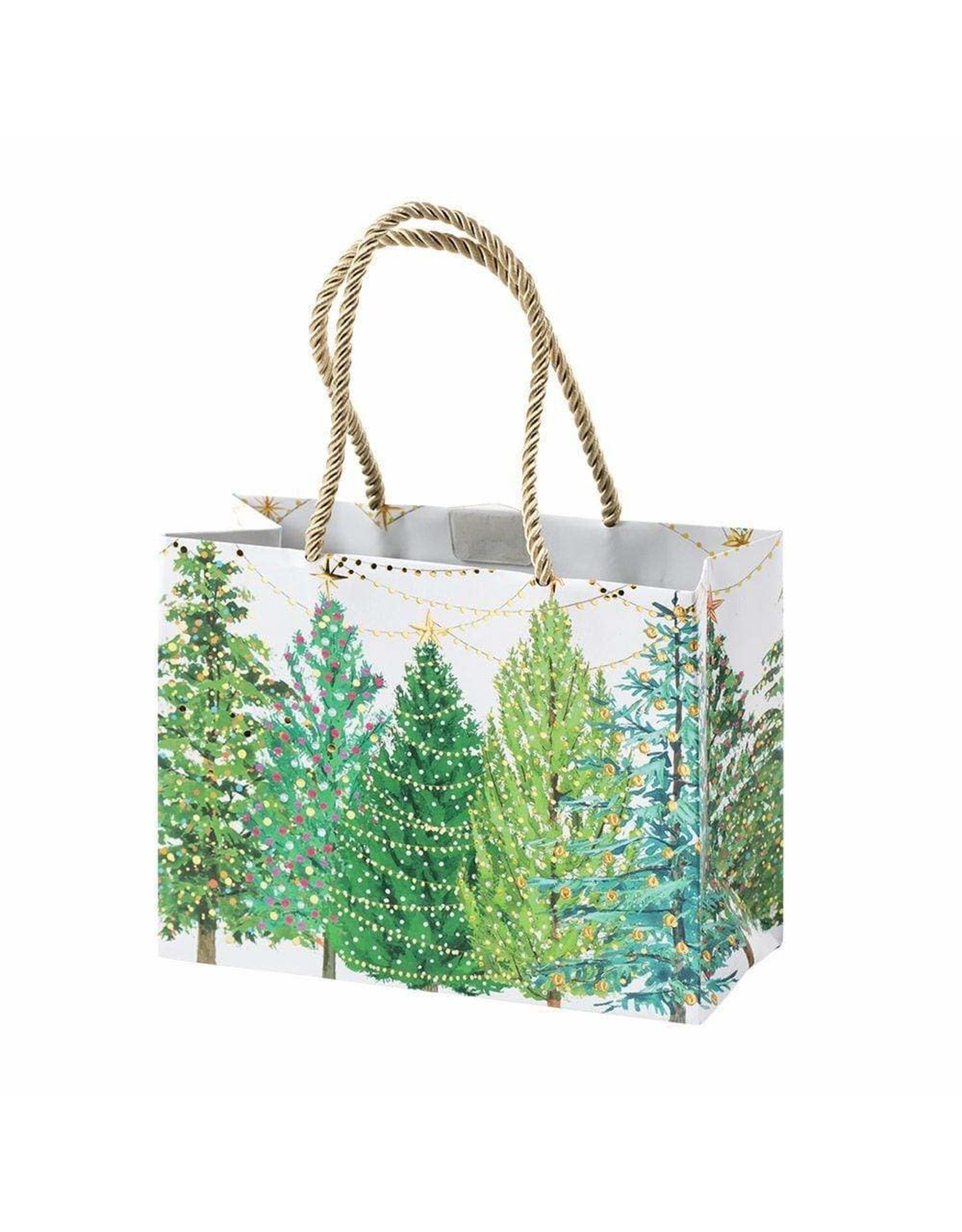 Caspari Christmas Gift Bag Small 7x3x5.25 Christmas Trees W Lights