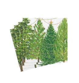 Caspari Christmas Paper Cocktail Napkins 20pk Christmas Trees With Lights